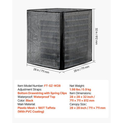 711 x 711 x 812 mm Luftkonditioneringsskydd Dubbelskiktat Avtagbart Baldakin |  EU