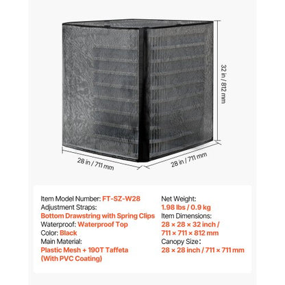 711 x 711 x 812 mm Luftkonditioneringsskydd Dubbelskiktat Avtagbart Baldakin |  EU