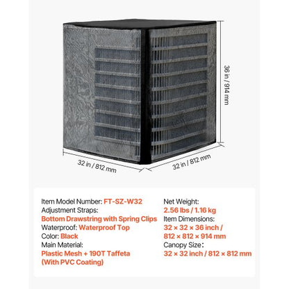 812 x 812 x 914 mm Luftkonditioneringsskydd Dubbelskiktat Avtagbart Skap |  EU