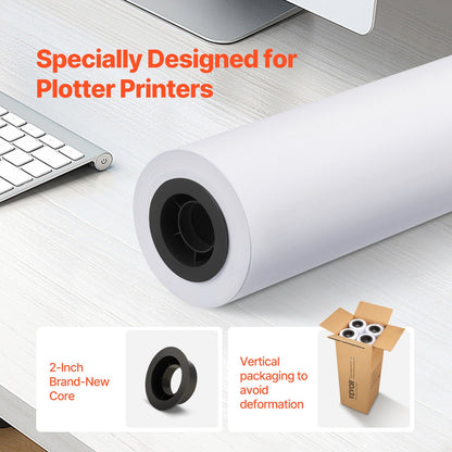 Bredformat pappersplotterpapper 4 rullar 24 tum x 150 fot CAD Bond-rullar