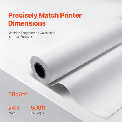 Bredformat pappersplotterpapper 2 rullar 24 tum x 500 ft CAD Bond-rullar