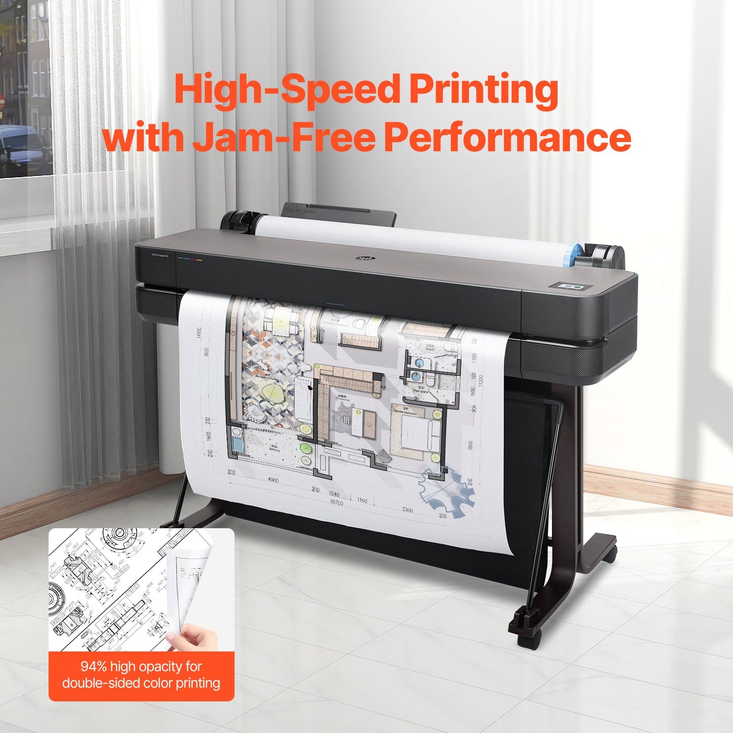 Bredformat pappersplotterpapper 2 rullar 24 tum x 500 ft CAD Bond-rullar