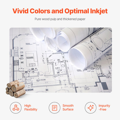 Bredformat pappersplotterpapper 2 rullar 24 tum x 500 ft CAD Bond-rullar