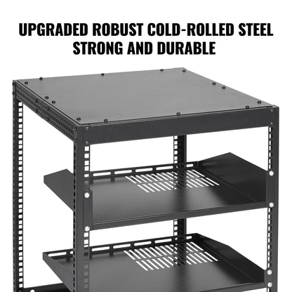 12U Open Frame Server Rack, 15''-40'' einstellbare Tiefe, freistehend oder zur Wandmontage Netzwerk-Server-Rack, 4-Pfosten-AV-Rack mit Rädern, hält alle Ihre Netzwerk-IT-Geräte AV-Ausrüstung Router Modem