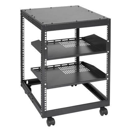 12U Open Frame Server Rack, 15''-40'' einstellbare Tiefe, freistehend oder zur Wandmontage Netzwerk-Server-Rack, 4-Pfosten-AV-Rack mit Rädern, hält alle Ihre Netzwerk-IT-Geräte AV-Ausrüstung Router Modem