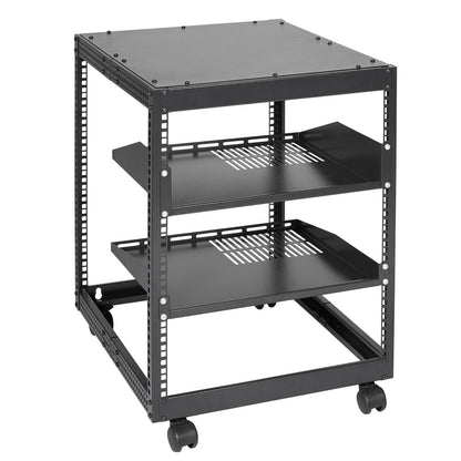 12U Open Frame Server Rack, 15''-40'' einstellbare Tiefe, freistehend oder zur Wandmontage Netzwerk-Server-Rack, 4-Pfosten-AV-Rack mit Rädern, hält alle Ihre Netzwerk-IT-Geräte AV-Ausrüstung Router Modem