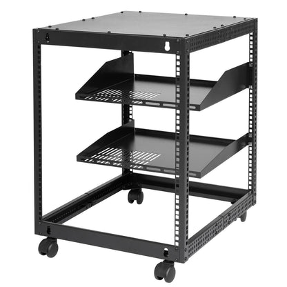 12U Open Frame Server Rack, 15''-40'' einstellbare Tiefe, freistehend oder zur Wandmontage Netzwerk-Server-Rack, 4-Pfosten-AV-Rack mit Rädern, hält alle Ihre Netzwerk-IT-Geräte AV-Ausrüstung Router Modem