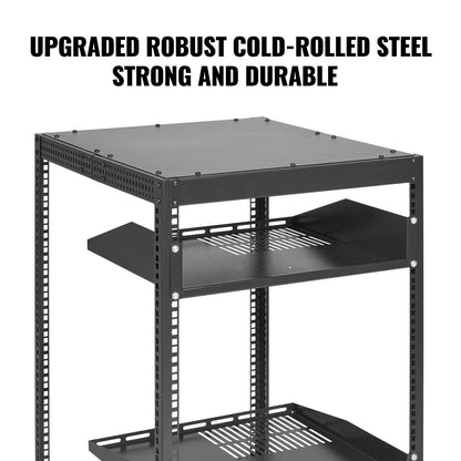 15U Open Frame Server Rack, 15''-40'' Justerbart djup, fristående eller väggmonterad nätverksserverrack, AV-rack med 4 stolpar med hjul, rymmer all din nätverks-IT-utrustning AV Gear Router Modem