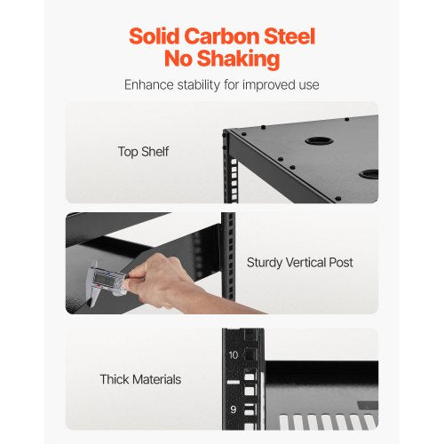 10U nätverksrack med öppet ramverk, 585 mm djup, väggmonterat eller golvstående serverrack, kraftigt 4-pelare, med ventilerade hyllor och monteringsdetaljer, rymmer all din nätverks-IT-utrustning och AV-utrustning |  EU