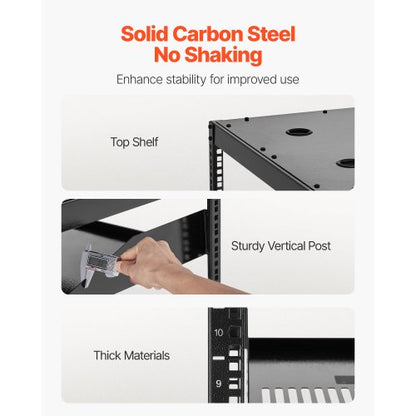 10U nätverksrack med öppet ramverk, 585 mm djup, väggmonterat eller golvstående serverrack, kraftigt 4-pelare, med ventilerade hyllor och monteringsdetaljer, rymmer all din nätverks-IT-utrustning och AV-utrustning |  EU