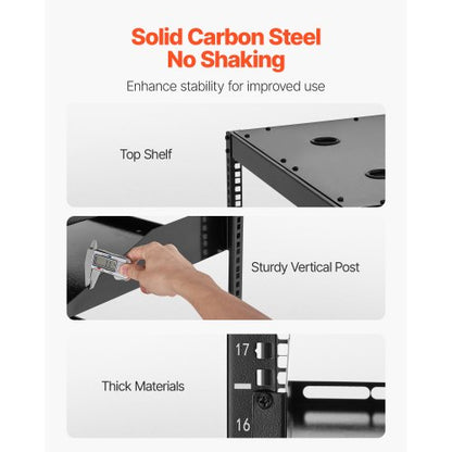20U nätverksrack med öppet ramverk, 585 mm djup, väggmonterat eller golvstående serverrack, kraftigt 4-pelare, med ventilerade hyllor och monteringsdetaljer, rymmer all din nätverks-IT-utrustning och AV-utrustning |  EU