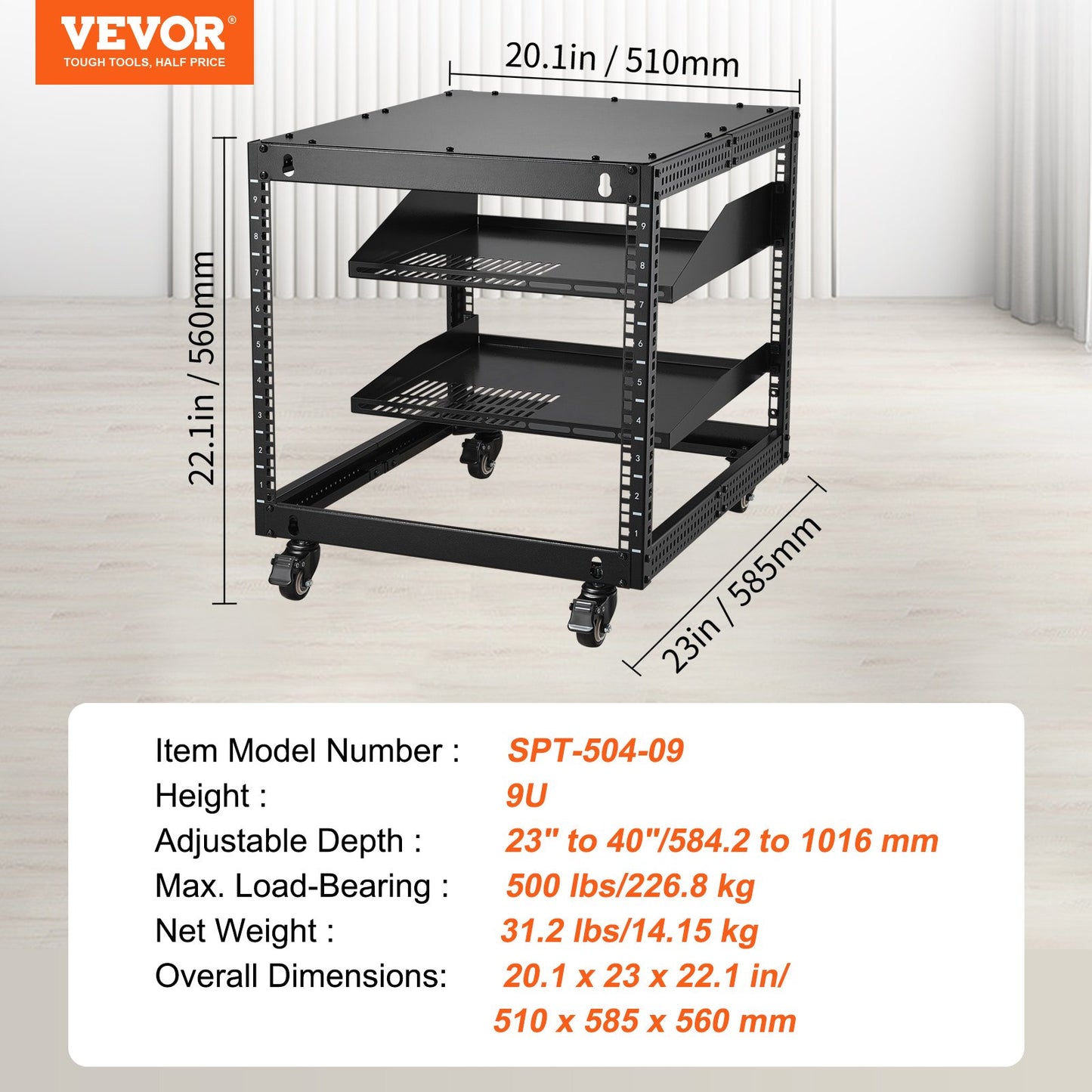 Server-Rack-Netzwerkgehäuse 23"-40" des Pfosten-9U 4 justierbar