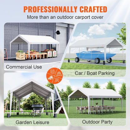 Carport, 10x20 fot Heavy Duty Car Canopy Garage Boat Shelter Partytält med 8 förstärkta stolpar och 4 viktpåsar, UV-beständig vattentät presenning för SUV, F150, bil, lastbil, båt