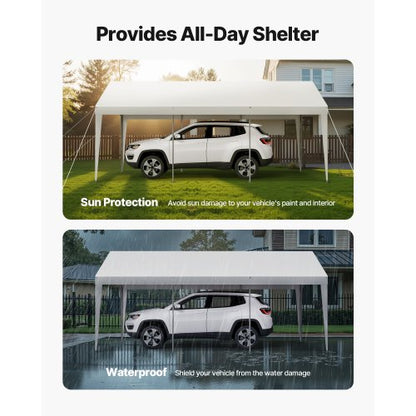 Carport, 3 x 6 meter, kraftigt, bärbart, bilskyddstält, vitt