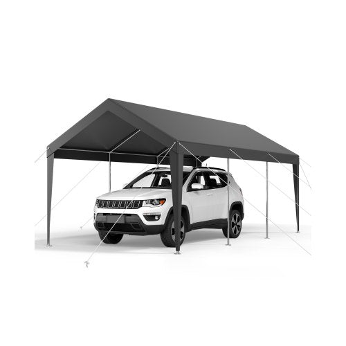 Carport/Tält för bil, 3 x 6 meter, kraftigt, bärbart, grått