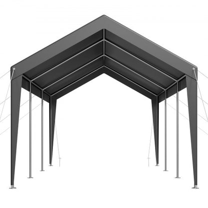 Carport/Tält för bil, 3 x 6 meter, kraftigt, bärbart, grått