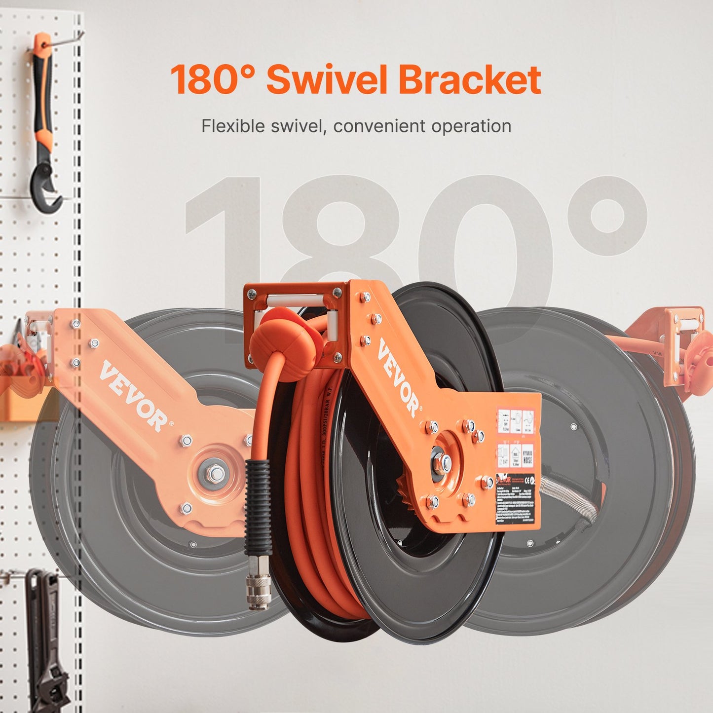 Infällbar luftslangrulle 3/8 IN x 50FT Hybrid luftslangrulle Max 300 PSI