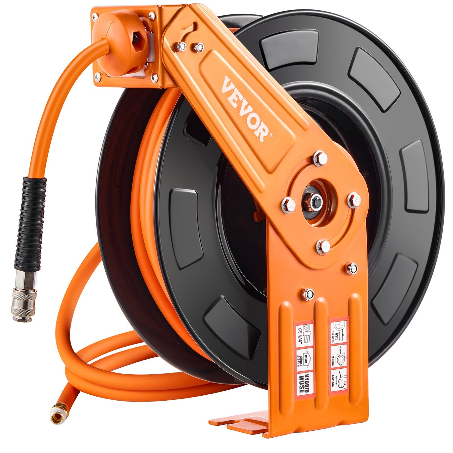Einziehbarer Luftschlauchaufroller 3/8 Zoll x 65 Fuß Hybrid-Luftschlauchaufroller, max. 300 PSI