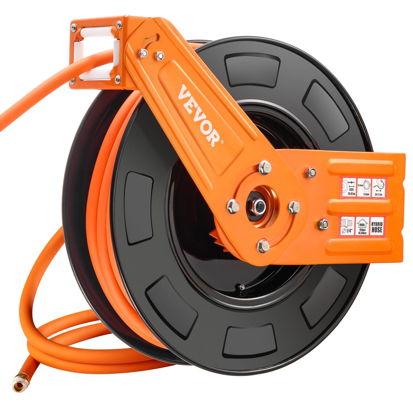 Einziehbarer Luftschlauchaufroller 3/8 Zoll x 65 Fuß Hybrid-Luftschlauchaufroller, max. 300 PSI
