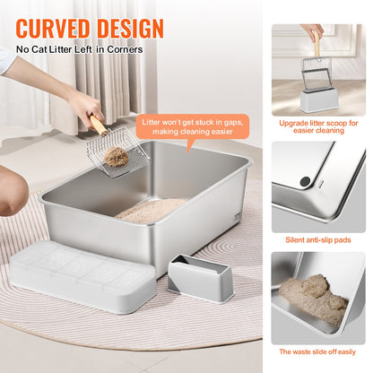 8 in deep cat litter box Odor-free litter box with filtering footboard