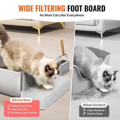 8 in deep cat litter box Odor-free litter box with filtering footboard