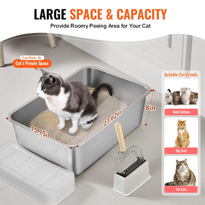 8 in deep cat litter box Odor-free litter box with filtering footboard
