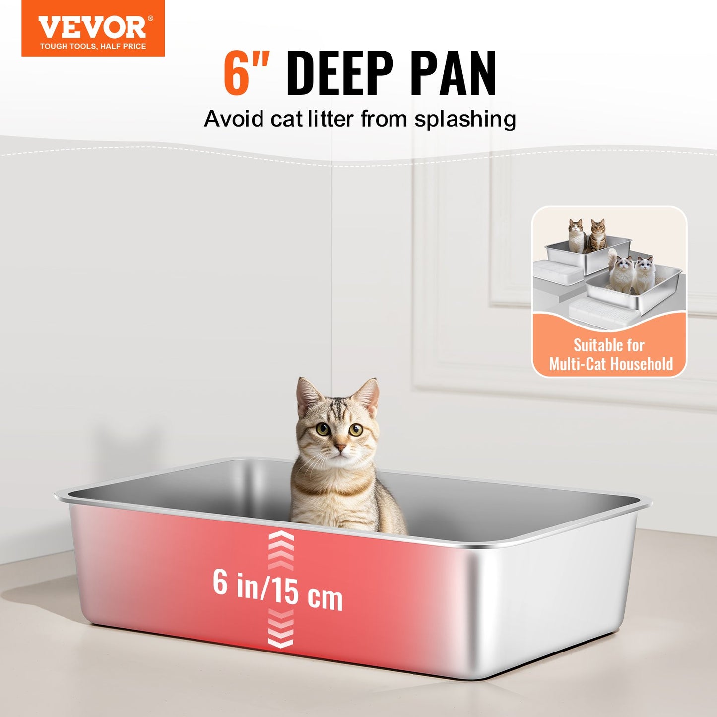 6 Zoll tiefe Katzentoilette Geruchsfreie Katzentoilette mit filterndem Fußteil