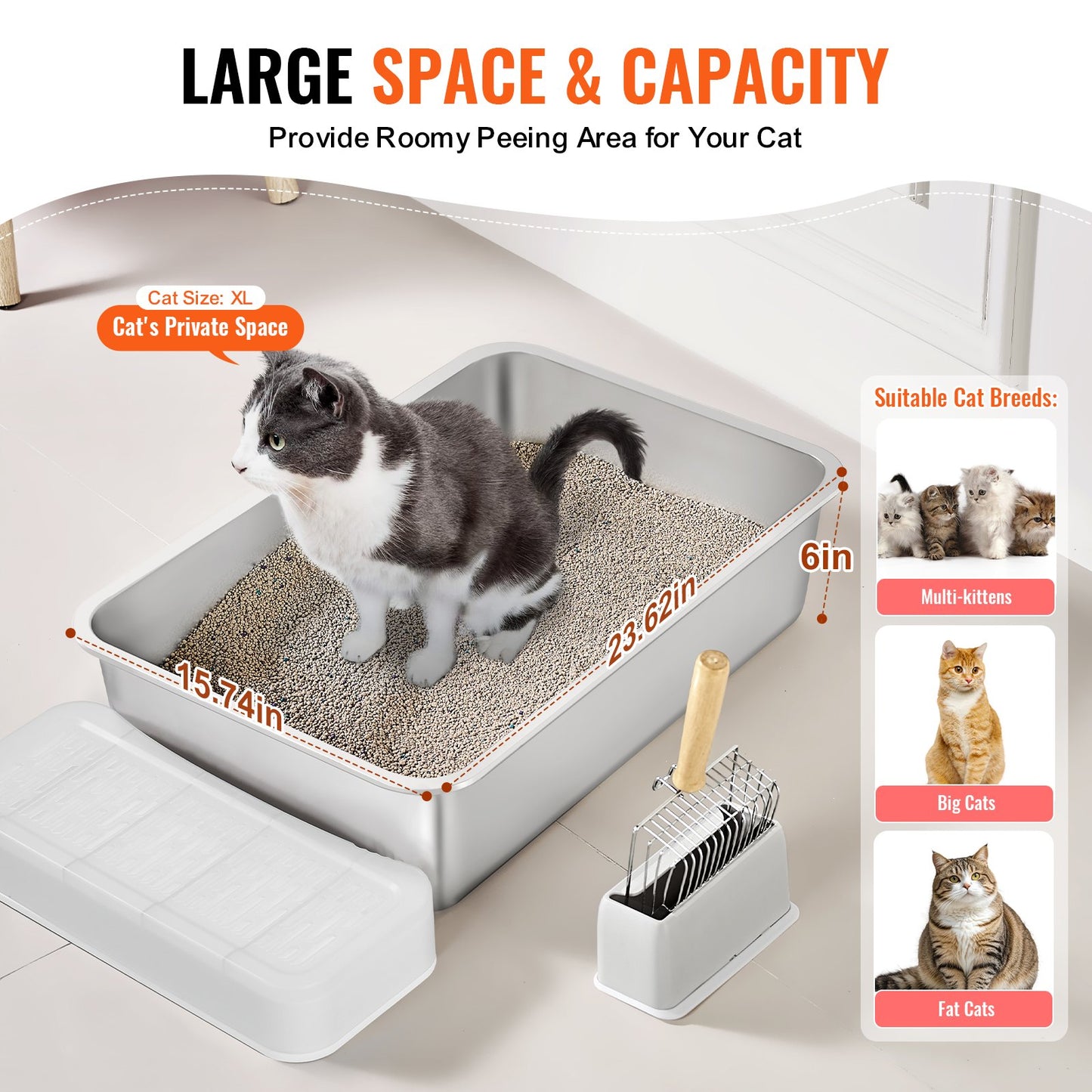 6 Zoll tiefe Katzentoilette Geruchsfreie Katzentoilette mit filterndem Fußteil