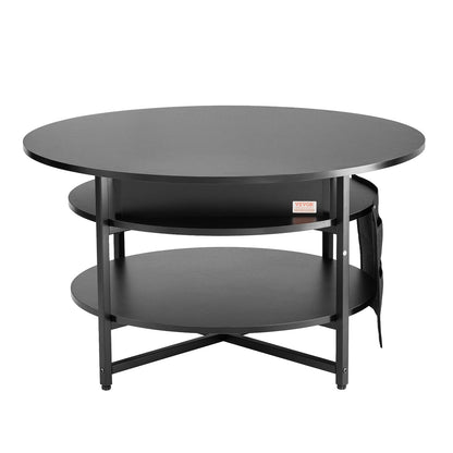 Lift Top Soffbord 35,3" Runt Soffbord för Vardagsrum Svart