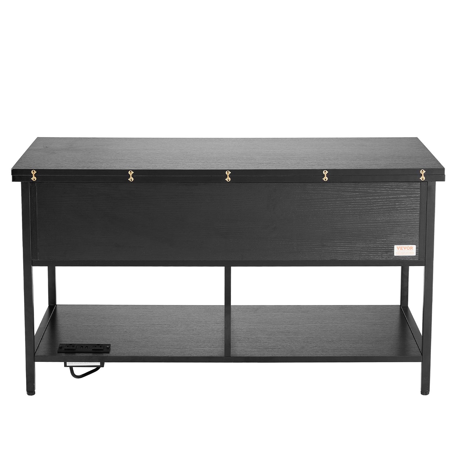 Lift Top Coffee Table 39.4" Rectangular Coffee Table with Light &amp; USB Black