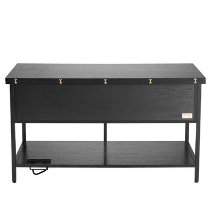 Lift Top Coffee Table 39.4" Rectangular Coffee Table with Light &amp; USB Black