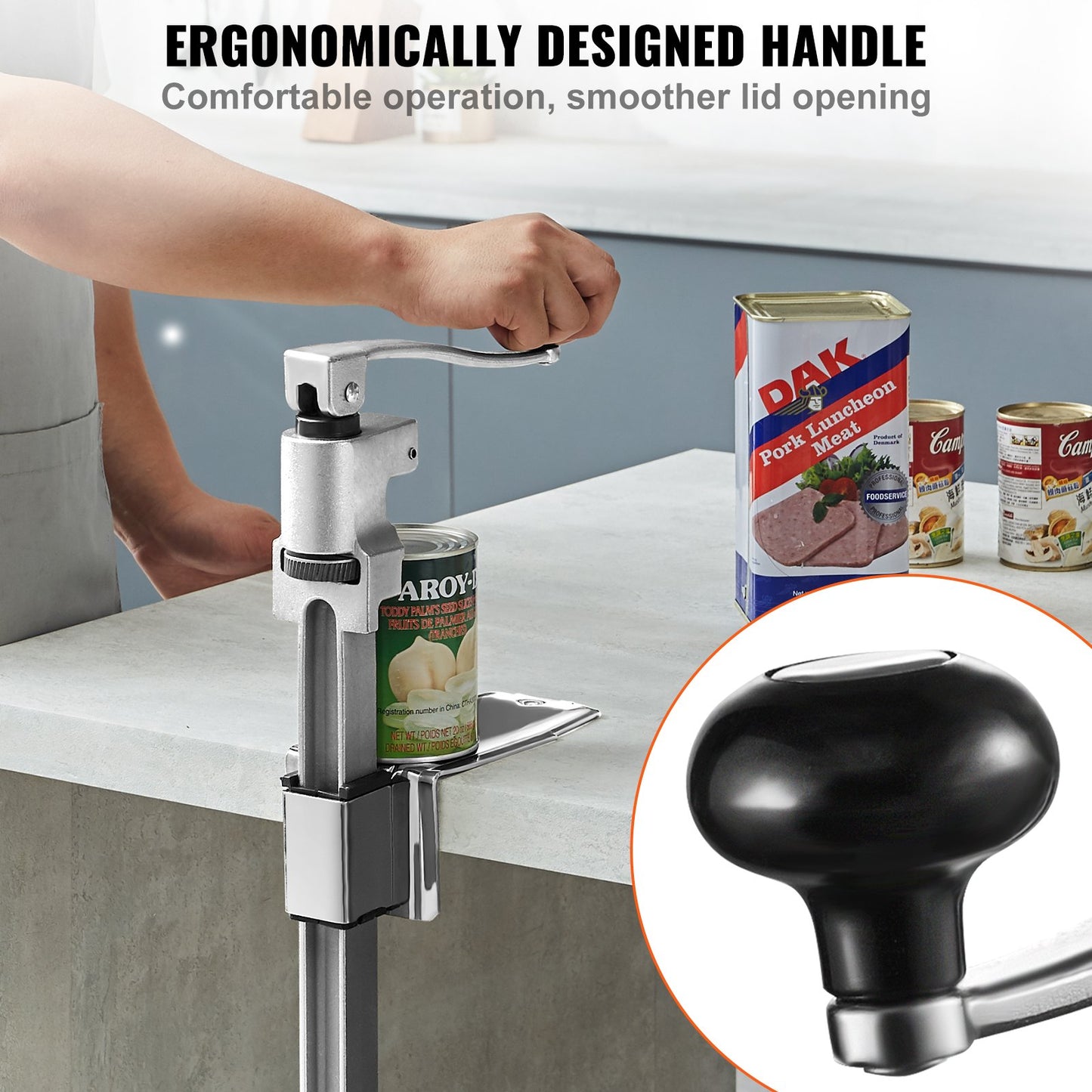Manueller Dosenöffner, kommerzieller Tischdosenöffner für große Dosen, robuster Dosenöffner mit Sockel, höhenverstellbarer industrieller Dosenöffner für Dosen bis zu 30 cm Höhe, für Restaurants, Hotels, Heimbars