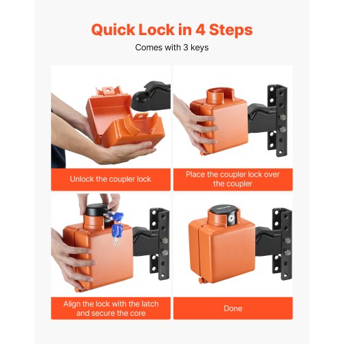 Kragenkupplungsschloss, passend für 2 und 2-5/16-Zoll-Kupplungen, Anhängerkupplungsschloss | EU