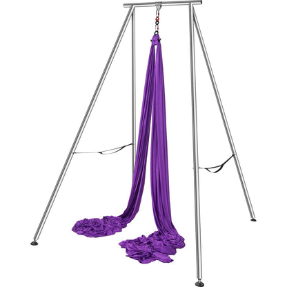Aerial Yoga Frame &amp; Yoga Hammock, 9.67 ft Height Professional Yoga Swing Stand Comes with 13.1 Yards Aerial Hammock, Max 551.15 lbs Load Capacity Yoga Rig for Indoor Outdoor Aerial Yoga, Purple