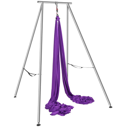 Aerial Yoga Frame &amp; Yoga Hammock, 9.67 ft Height Professional Yoga Swing Stand Comes with 13.1 Yards Aerial Hammock, Max 551.15 lbs Load Capacity Yoga Rig for Indoor Outdoor Aerial Yoga, Purple
