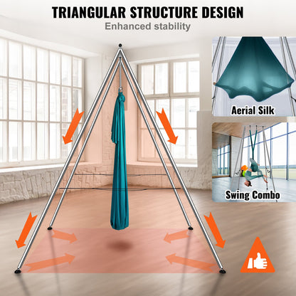 Aerial Yoga Ram & Yoga Hängmatta, 9,67 ft Höjd Professionell Yoga Swing Stand Levereras med 6,6 Yards Aerial Hammock, Max 551,15 lbs Lastkapacitet Yoga Rigg för inomhus utomhus Aerial Yoga, Grön