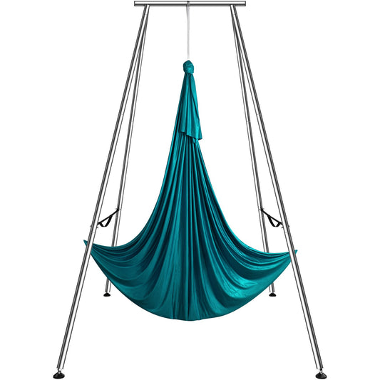 Aerial Yoga Ram & Yoga Hängmatta, 9,67 ft Höjd Professionell Yoga Swing Stand Levereras med 6,6 Yards Aerial Hammock, Max 551,15 lbs Lastkapacitet Yoga Rigg för inomhus utomhus Aerial Yoga, Grön