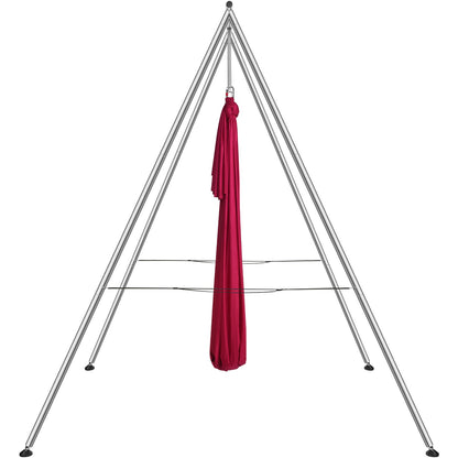 Aerial Yoga Ram & Yoga Hängmatta, 9,67 ft Höjd Professionell Yoga Swing Stand Levereras med 6,6 Yards Aerial Hammock, Max 551,15 lbs lastkapacitet, Yoga Rigg för inomhus utomhus Aerial Yoga, Röd