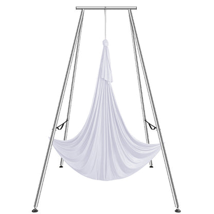 Aerial Yoga Ram & Yoga Hängmatta, 9,67 ft Höjd Professionell Yoga Swing Stand Levereras med 6,6 Yard Aerial Hammock, Max 551,15 lbs Lastkapacitet Yoga Rigg för inomhus utomhus Aerial Yoga, vit
