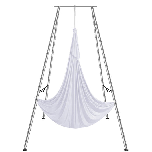 Aerial Yoga Ram & Yoga Hängmatta, 9,67 ft Höjd Professionell Yoga Swing Stand Levereras med 6,6 Yard Aerial Hammock, Max 551,15 lbs Lastkapacitet Yoga Rigg för inomhus utomhus Aerial Yoga, vit