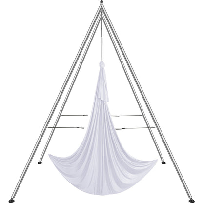 Aerial Yoga Ram & Yoga Hängmatta, 9,67 ft Höjd Professionell Yoga Swing Stand Levereras med 6,6 Yard Aerial Hammock, Max 551,15 lbs Lastkapacitet Yoga Rigg för inomhus utomhus Aerial Yoga, vit