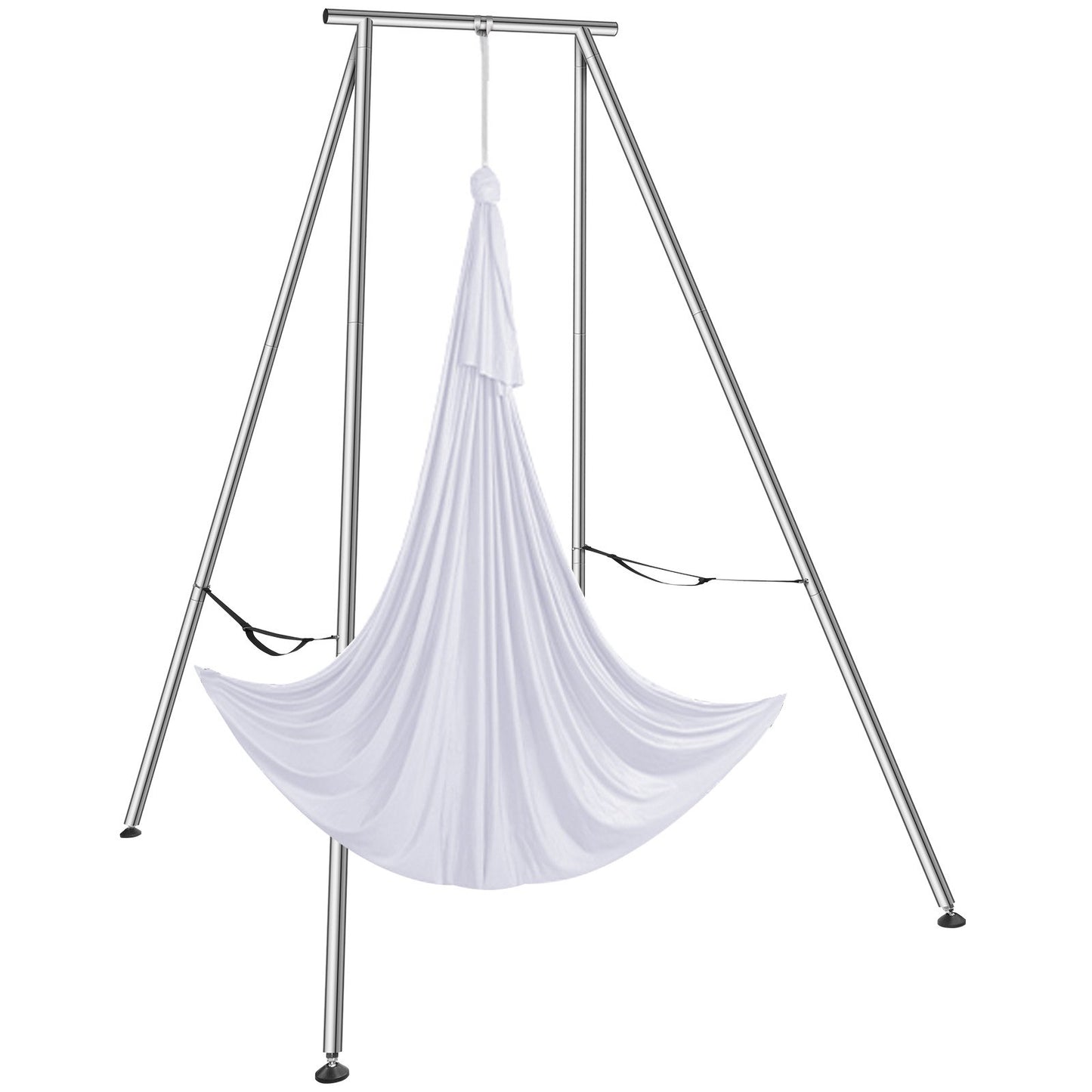 Aerial Yoga Ram & Yoga Hängmatta, 9,67 ft Höjd Professionell Yoga Swing Stand Levereras med 6,6 Yard Aerial Hammock, Max 551,15 lbs Lastkapacitet Yoga Rigg för inomhus utomhus Aerial Yoga, vit
