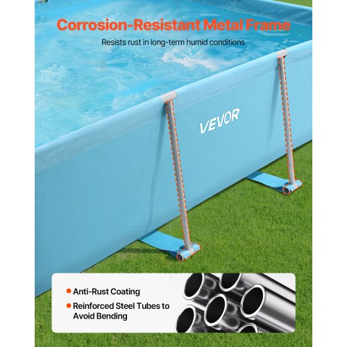 above ground pool with steel frame 118 x 78 x 30 in rectangular blue | EU