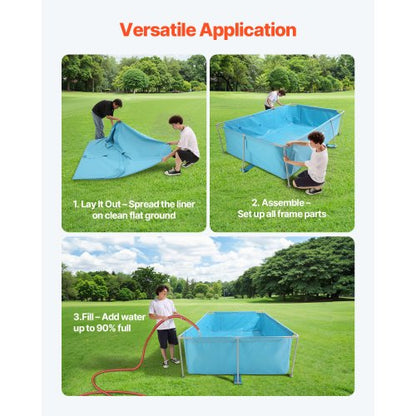 above ground pool with steel frame 118 x 78 x 30 in rectangular blue | EU