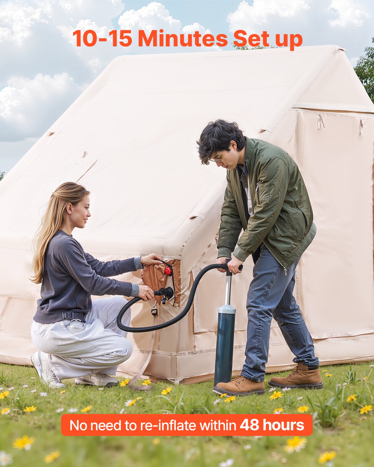 Inflatable tent for camping 3-5 person glamping tent with pump Easy to set up