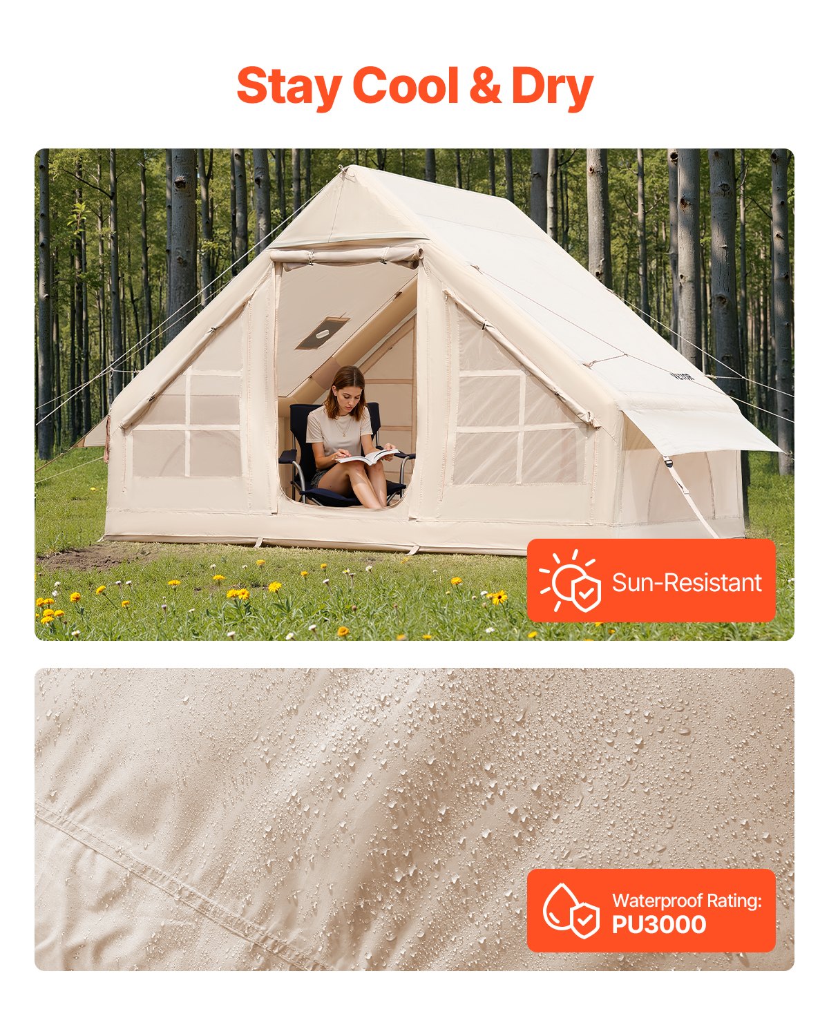 Inflatable tent for camping 3-5 person glamping tent with pump Easy to set up