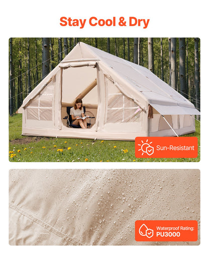 Inflatable tent for camping 5-8 person glamping tent with pump Easy to set up
