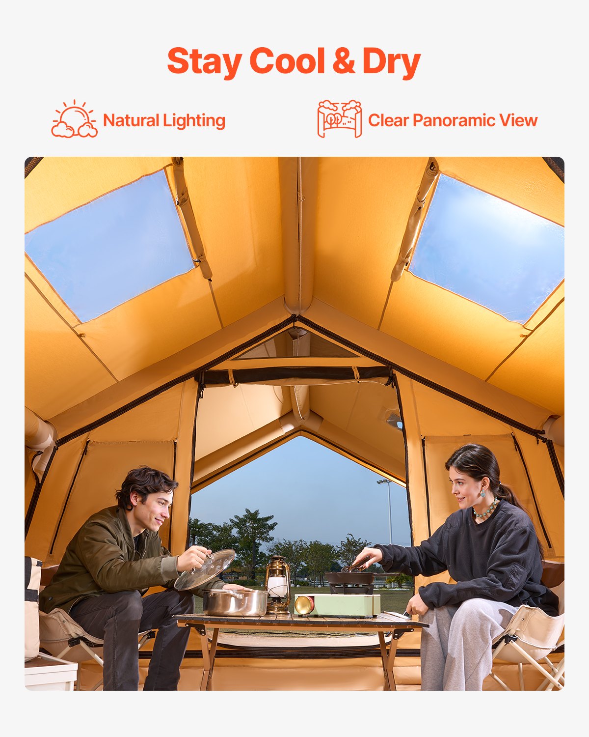 Inflatable tent for camping 8-12 people glamping tent with pump Easy assembly