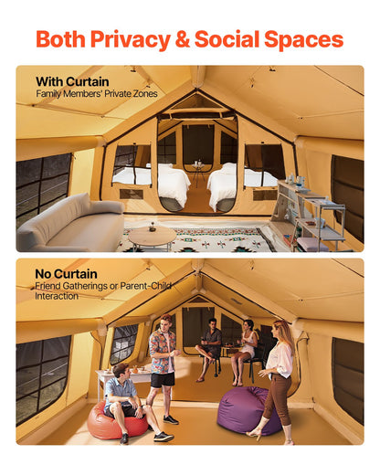 Inflatable tent for camping 8-12 people glamping tent with pump Easy assembly