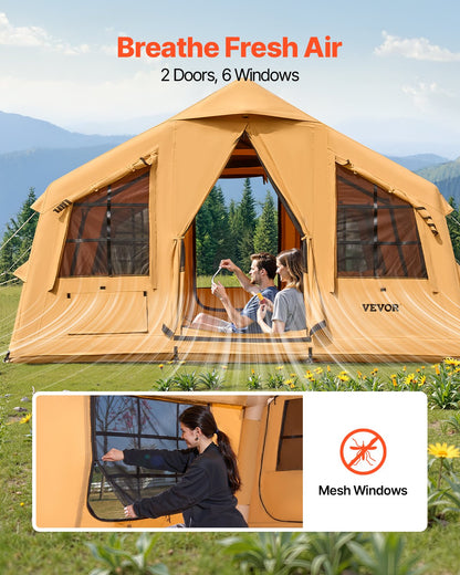 Inflatable tent for camping 8-12 people glamping tent with pump Easy assembly